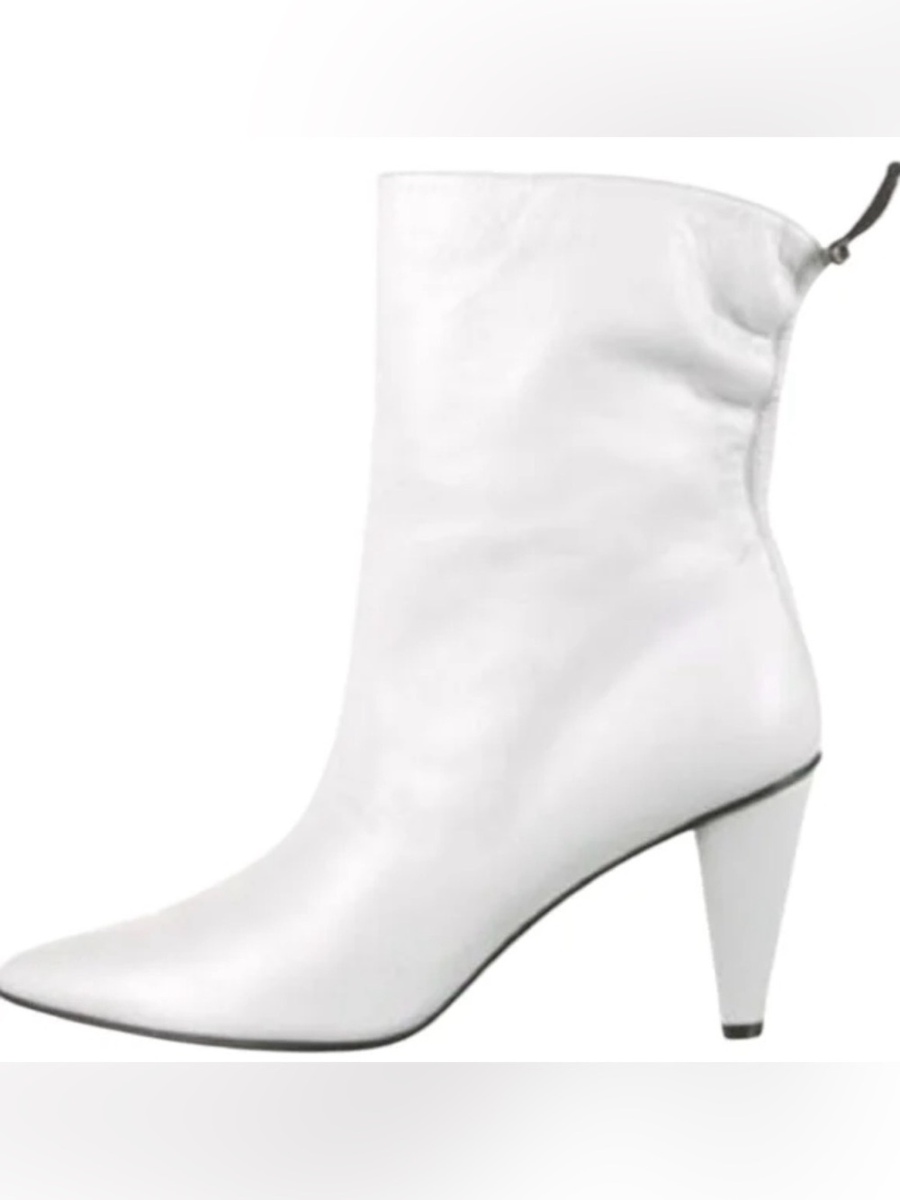 Longchamp White Boots Black Heel Sz 40, 9 US